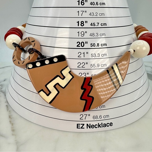 Vintage Modern Tribal Necklace Funky Statement Bold Geometric Asymmetrical 0100 - Picture 6 of 8